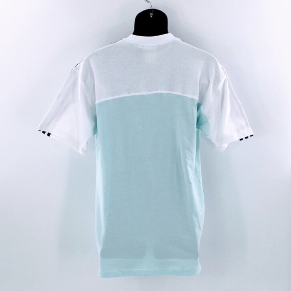 Adidas Originals Mens T Shirt White Teal Colorblock Trefoil Center Logo Sz M - Picture 8 of 14